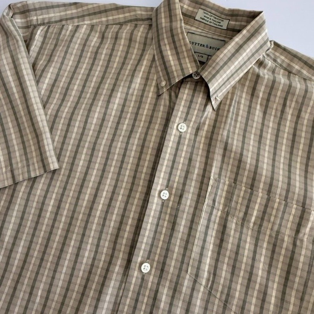 Cutter & Buck Mens Short Sleeve Button‎ Down Shirt - Size L - Plaid